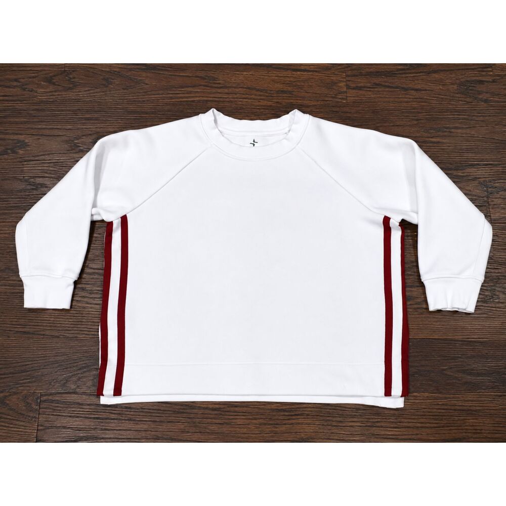 Tuckernuck White Red Sport Retro Stripe Scuba Pullover Tennis Womens Small